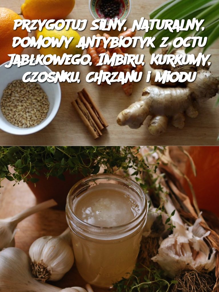 Przygotuj Silny, Naturalny, Domowy Antybiotyk z Octu Jabłkowego, Imbiru, Kurkumy, Czosnku, Chrzanu i Miodu