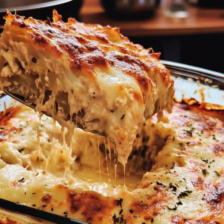 Lasagne z kurczakiem, białym sosem i serem