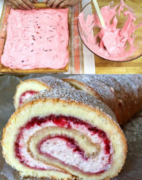 Pyszny biszkopt z truskawkami, zawsze cieszący się dużym powodzeniem!